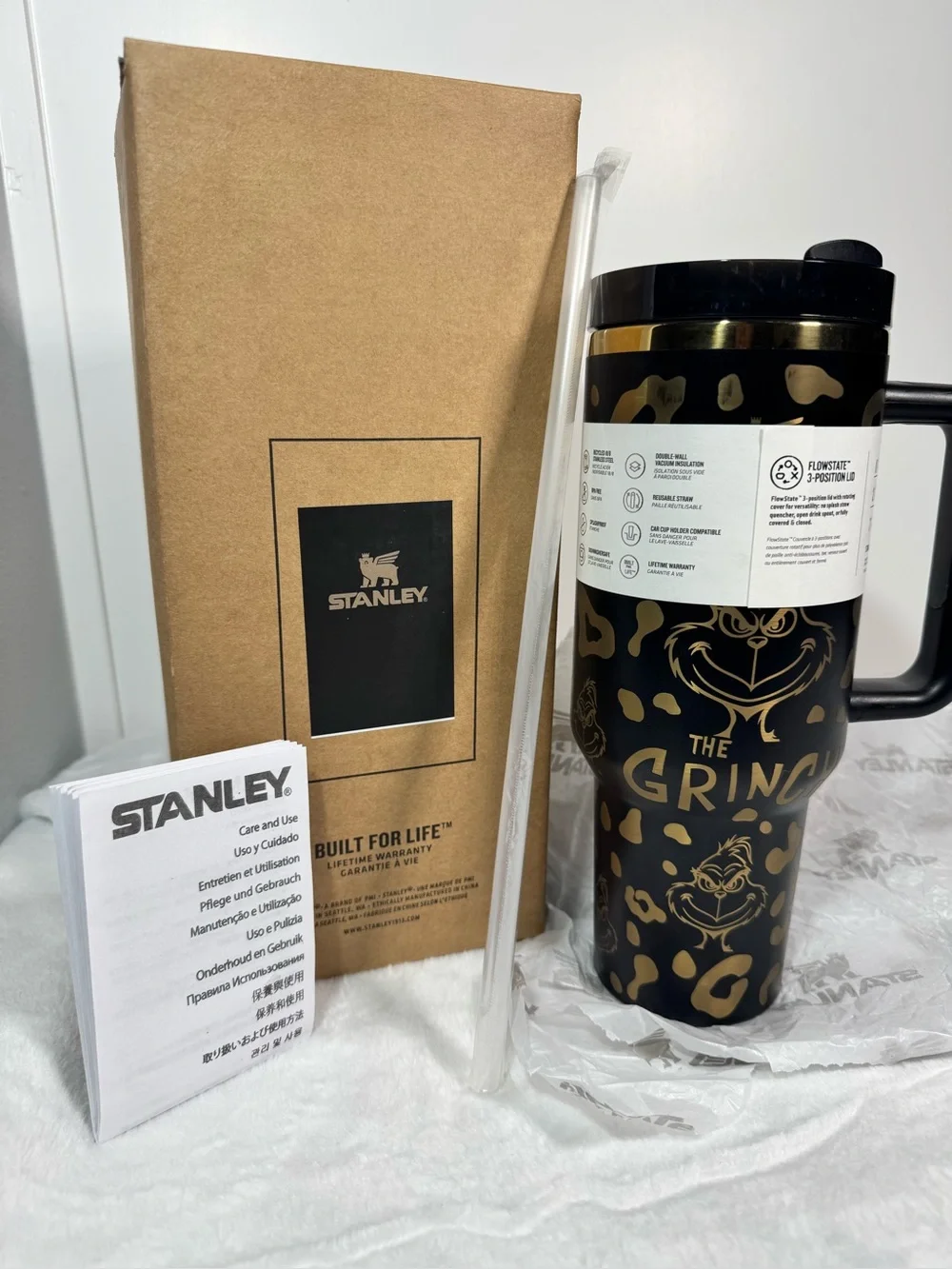 Stanley Black and Gold 'The Grinch' Leopard-Accent Travel Tumbler - Picture 4 of 6